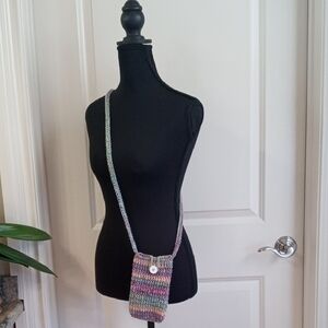 Multicolor Crochet Mini Cellphone Crossover Bag 4"x7" size